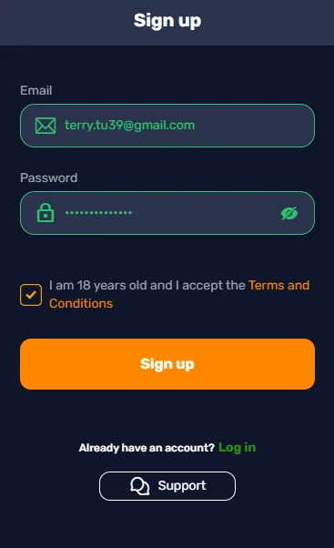 quick registration form