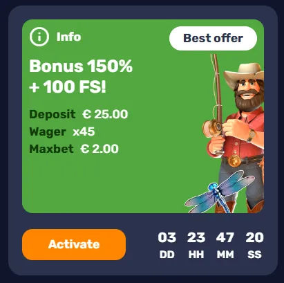 150% first deposit bonus at Basswin